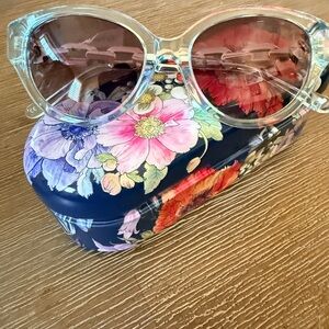 Brighton Clear and light blue Sunglasses with floral case